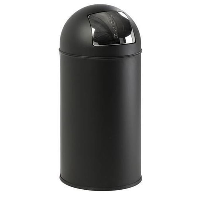 EKO - Pushcan 40 liter - Steel - mat zwart - Prullenbak