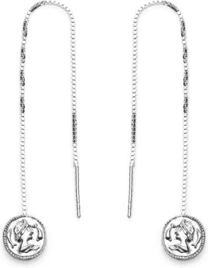 Karma 925 Sterling Zilveren Pull Through Coin Oorbellen M2183
