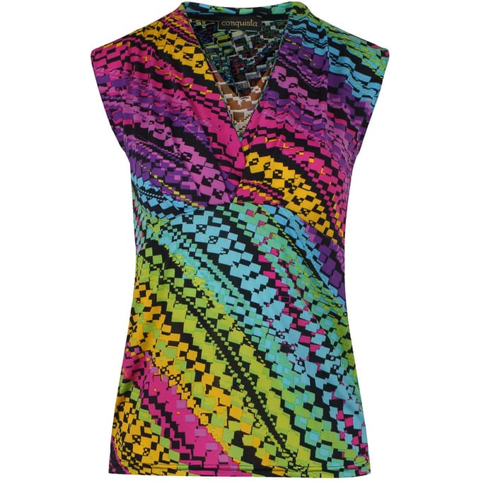 Afdrukken Rood mouwloze faux overslagtop