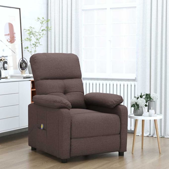 vidaXL - Massagestoel - stof - donkerbruin