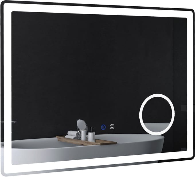 Kleankin badkamerspiegel - ijzer - glas - 80L x 3,8B x 60H cm - wit