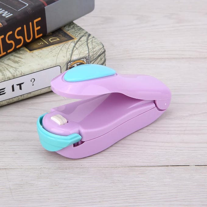 Mini thermoscelleuse électrique portative à pinces pour sacs, thermoscelleuse à impulsion (pourpre) pink