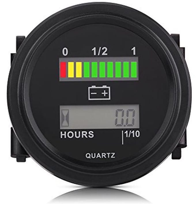 Golfkar Batterij Indicator - Accu Meter Digitale - Stroom Status Monitoren - LCD Urenteller - 12V-72V - Zwart