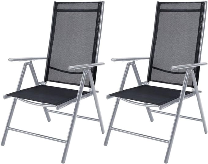 Verstelbare Inklapbare Tuinstoel Set van 2 met Hoge Rugleuning voor Terras en Tuin