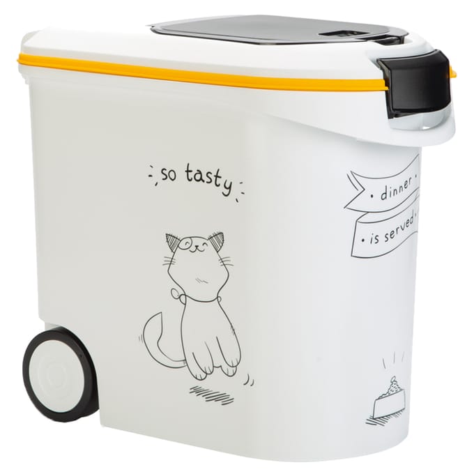 Curver Voedselcontainer Kat - 35L- 12KG - 28x49x43cm - Wit/Geel/Zwart