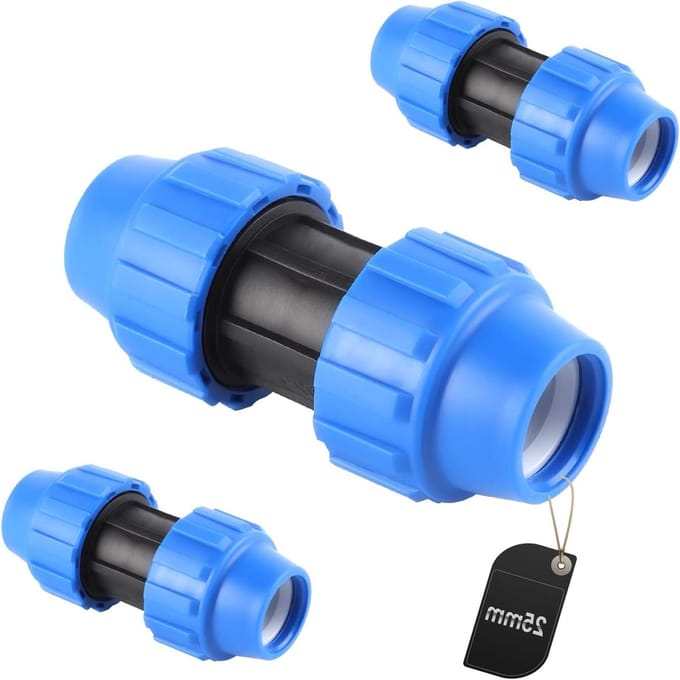PP-schroefdraad adapter voor PE-buizen, klemconnector - set van 3 stuks - 25 mm
