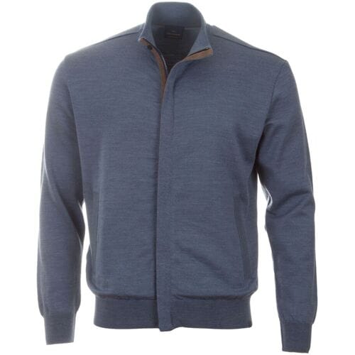 Paul & Shark Vest Summer Wool Full Zip with Alcantara Vintage Indigo / male
