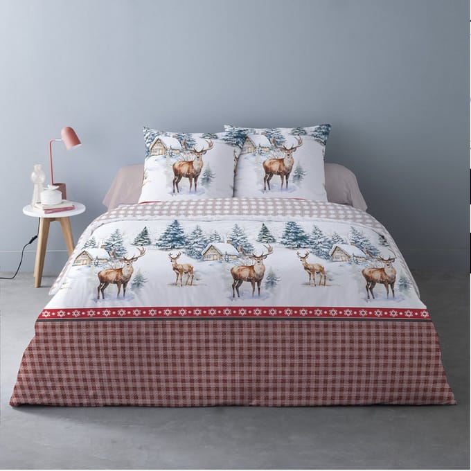 Luxe Katoen Flanel dekbedovertrek Aspen Rouge - 240x220