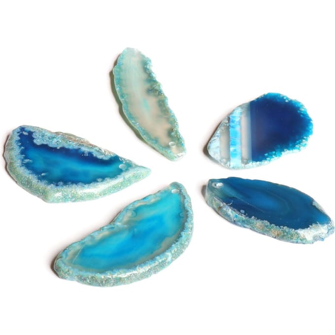 Agaatschijven Irregulair Agaat Lichttafelschijven voor DIY Sieraden Maken Huisdecoratie Blauw 1.2?2in blue