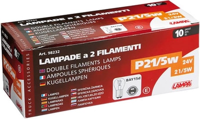 BAY15d lamp - 24 Volt - 21/ 5 Watt - 10 stuks - P21/5W