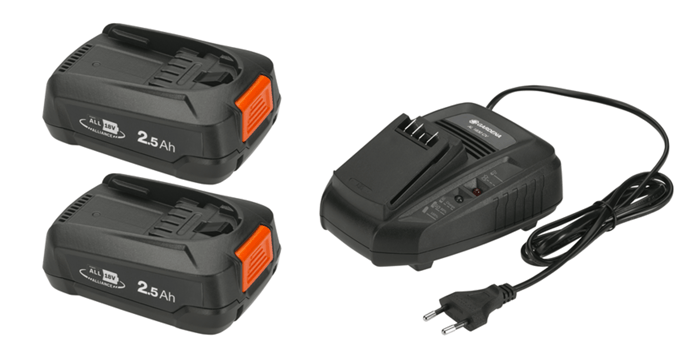 GARDENA Startset Gereedschapsaccu en lader - P4A QC + 2x 2.5Ah