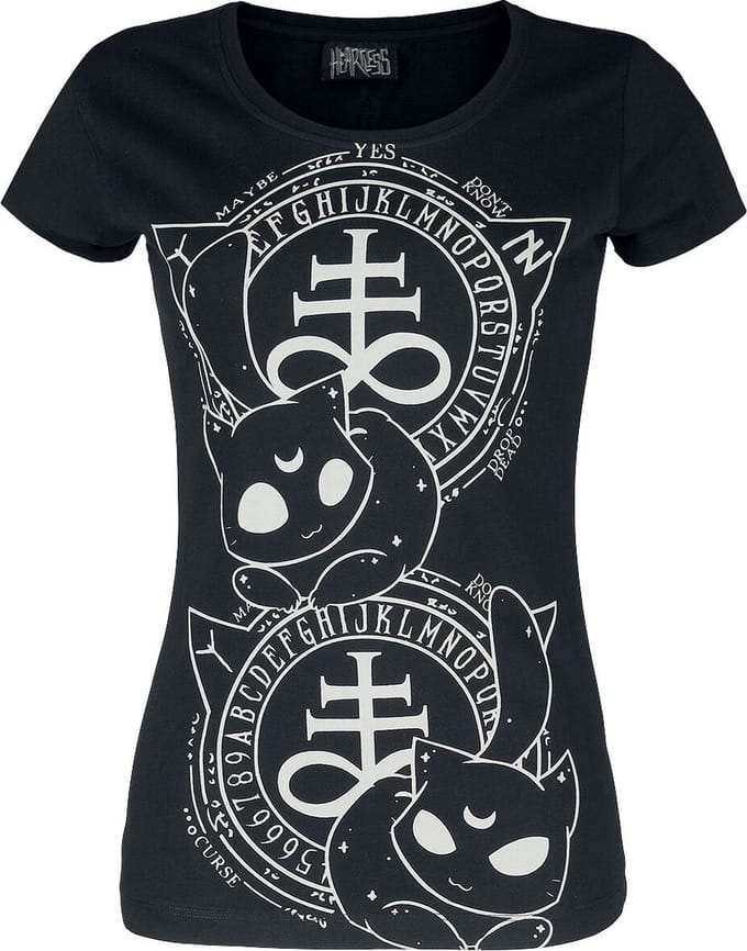 Heartless Dames Tshirt -L- CAT CRAFT Zwart