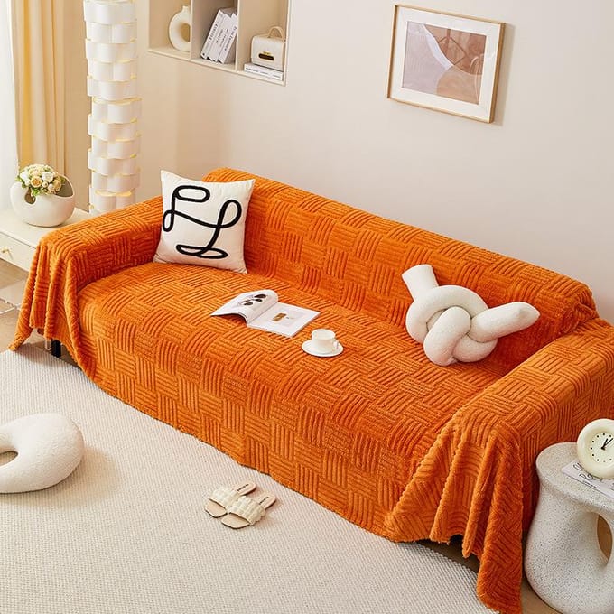 Sofahoes Doek Anti-Kras Dikke Antislip Sofa Deken Sofahoes All-Inclusive Multifunctionele Hoes Sofahoes Handdoek 180*130 orange