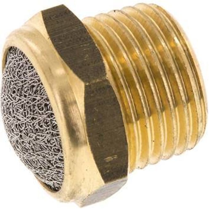 NPT 1/2'' Messing Compacte Pneumatische Geluiddemper 1.4301 Draadgaas [2 Stuks]