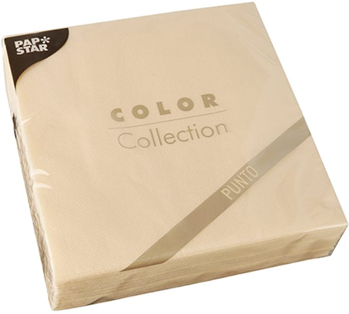 18x 30 Servetten 2-laags PUNTO 1/4 vouw 38 cm x 38 cm champagne micro reliëf