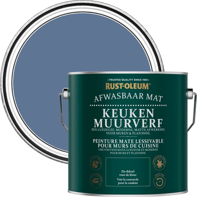 Rust-Oleum Blauw Keuken muurverf - Blauwe Rivier 2,5L