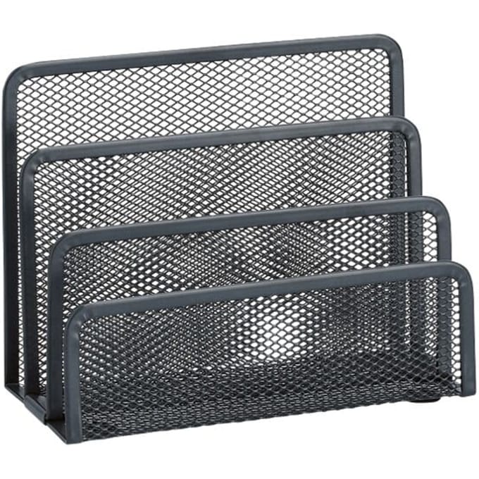 Zeller Brievenhouder postbakjes - antraciet grijs - 3-vaks - 17 x 13,5 cm - draadmetaal/mesh - organizer