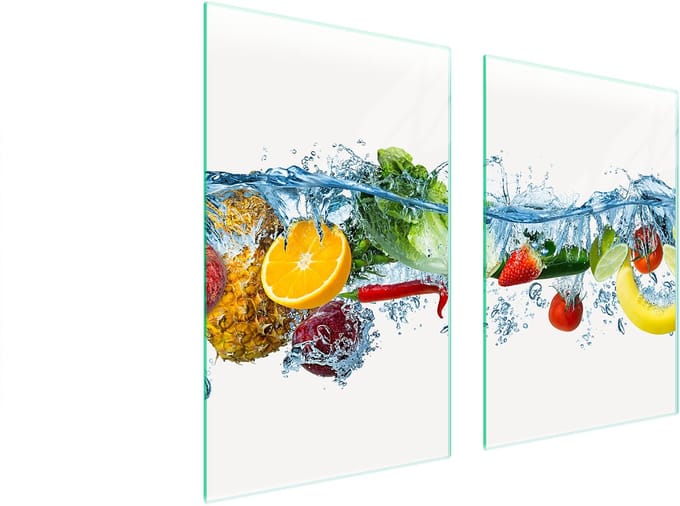 TMK ArtDeko - Snijplank - 65x52 cm - Hartglas - Fruitdessin