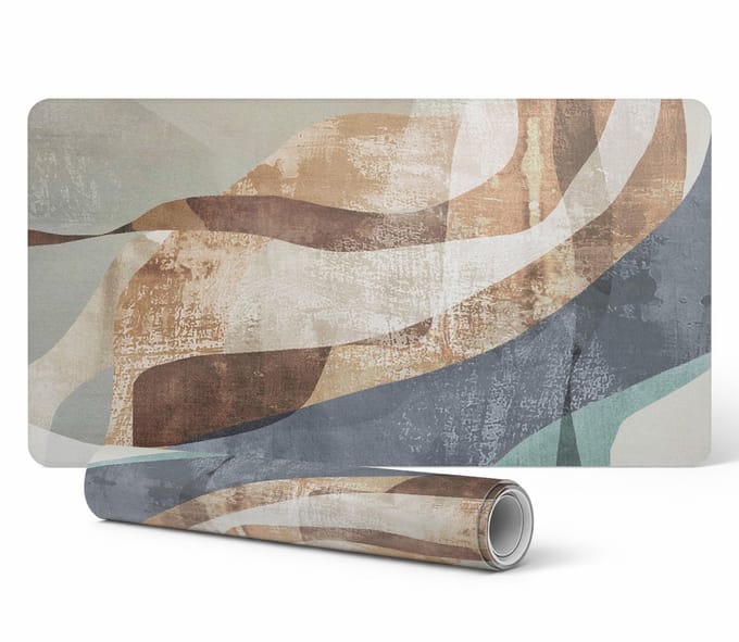 Abstracte golven bureauonderlegger voor toetsenbord en accessoires 90x45 cm