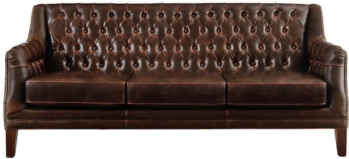Vente-unique Driezitsbank van leer COLBERT - Bruin