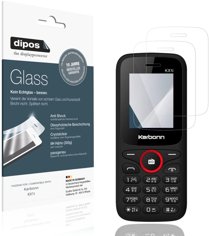dipos – 2x Pantserfolie geschikt voor Karbonn KX1i | 9H Screenprotector
