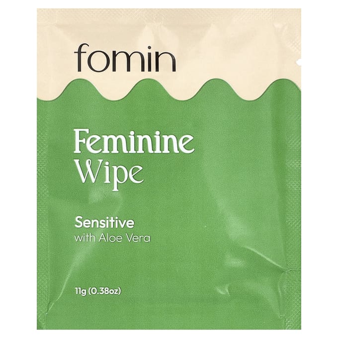 fomin, feminine wipes, for sensitive skin, 15 individually wrapped wipes white