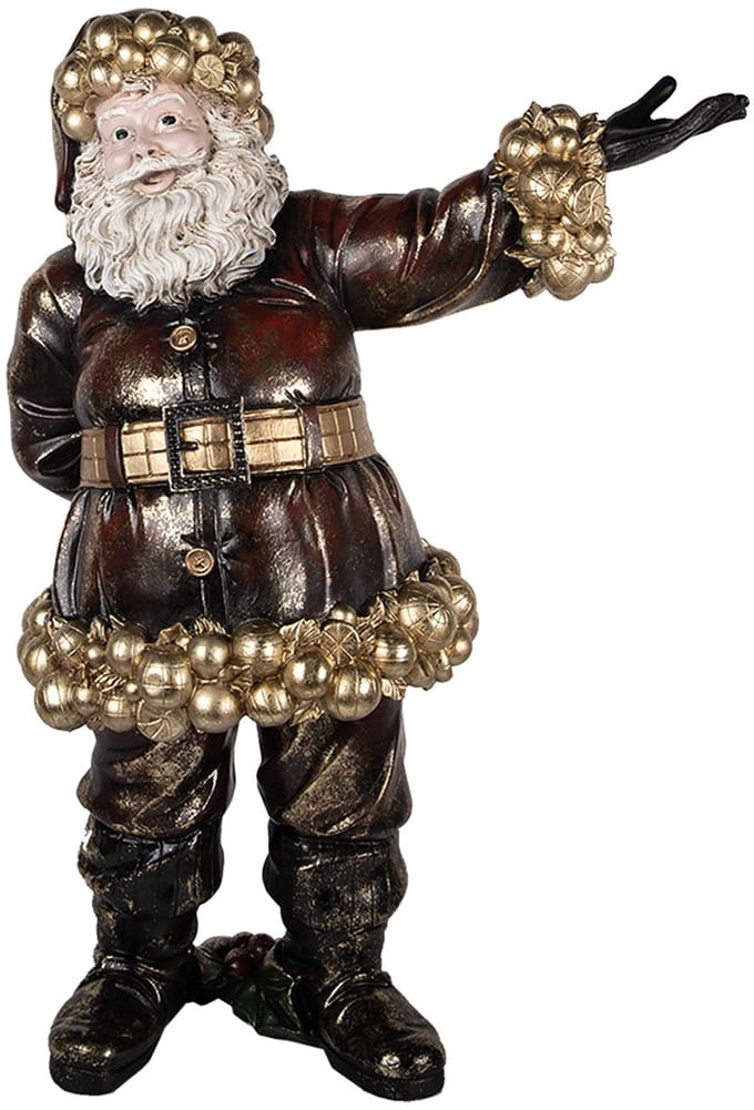 Clayre & Eef Kerstdecoratie Beeld Kerstman 58x33x76 cm Rood Goudkleurig Kunststof