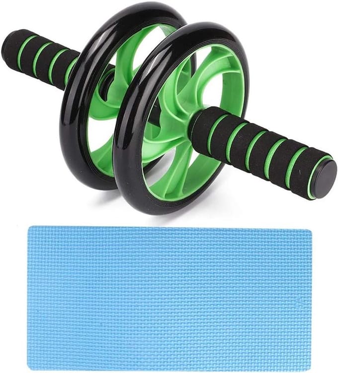 Buikwiel 3 Wielen - Buiktrainer Roller - Buikspier Training - Antislip Ontwerp - 400 Kg Max - Zwart