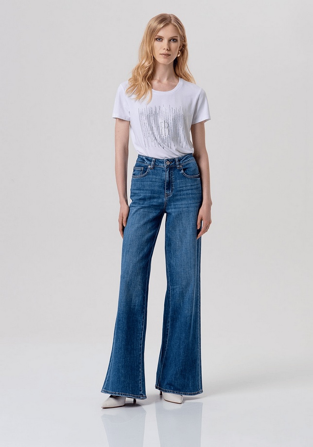 jeans met brede achtergrond medium blauw vrouw