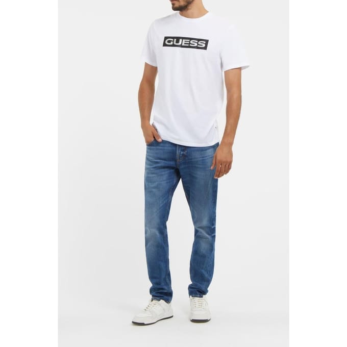 GUESS Ss Bsc Hd Metallic L Pure White Taglia: M | Magliette basic Outlet | Uomo | Bianco