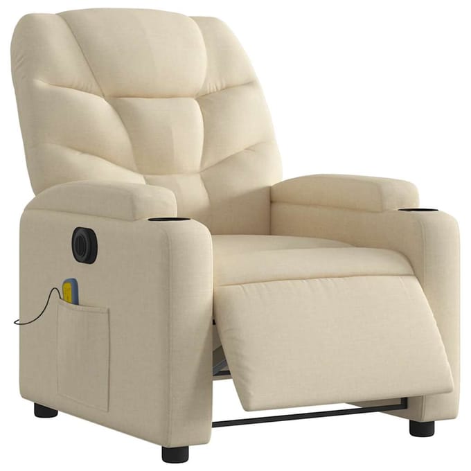vidaXL - Massagestoel - elektrisch - verstelbaar - stof - crèmekleurig