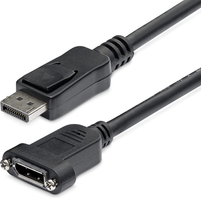 DisplayPort Panel Mount Cable - Video / audio cable - DisplayPort (M) - DisplayPort (F) - 3 ft - molded latched - black