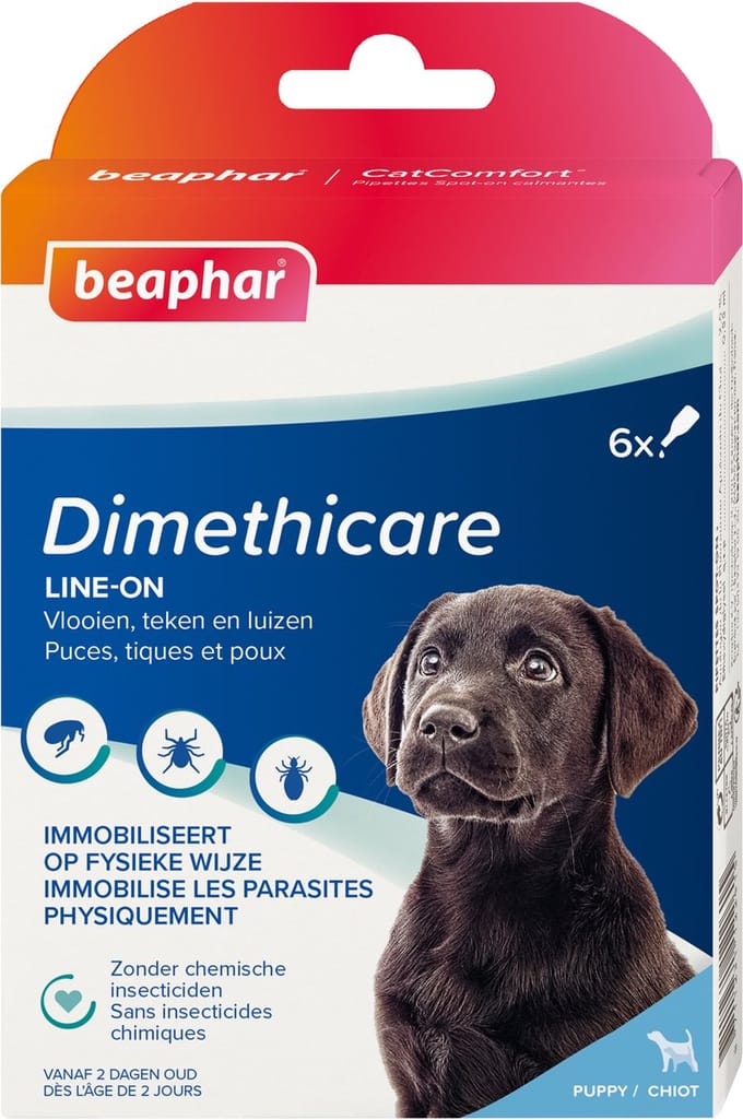Beaphar DIMETHIcare Vlooien- en Teken Line-On Puppy - 6 stuks