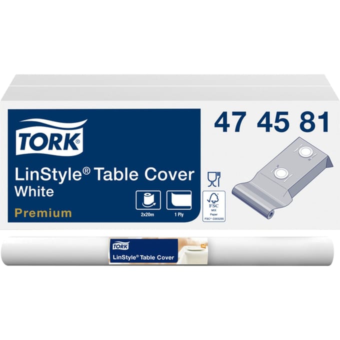 Tork 474581 tafellaken linstyle premium wit 120 cm x 20 m 2 rollen (474581)
