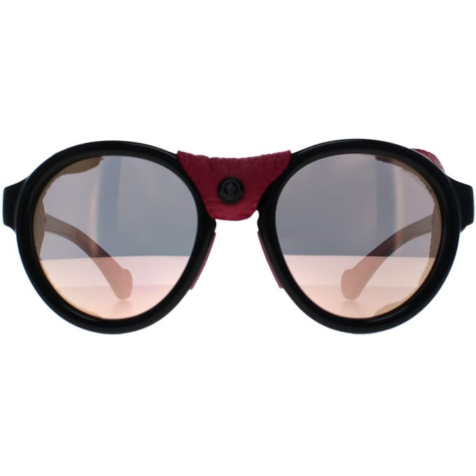 Moncler ML0046 01C glanzend zwart roze rookspiegel zonnebril