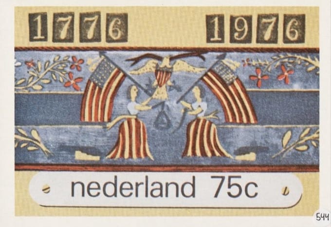 Briefkaart met afbeelding Fragment van een 18-eeuwse kalender postzegel