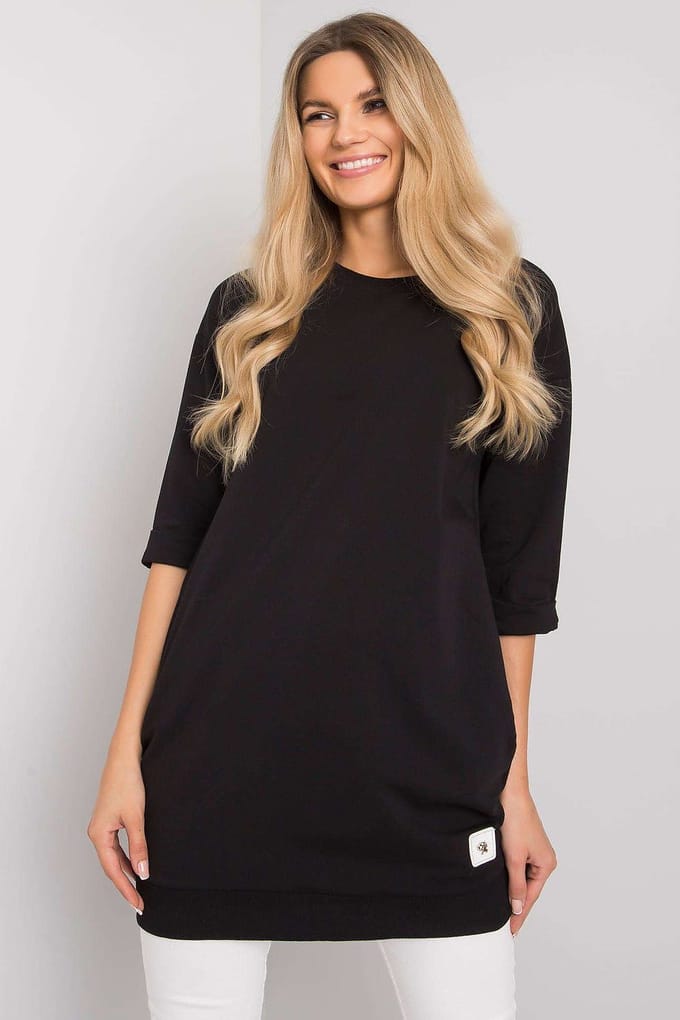 Relaxed Sweatshift Dress - Schwarz / S/M