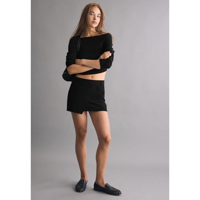 Stradivarius Mini broekrok met overslag  Zwart M
