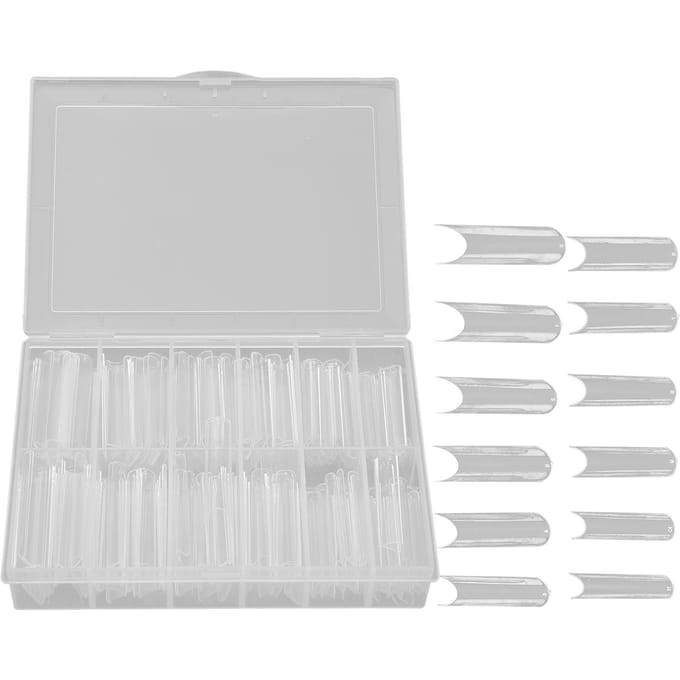 240 stuks Kunstnageltips Extra Lang Transparant Nep Kunstnageltips voor Thuis DIY Salon Transparant white