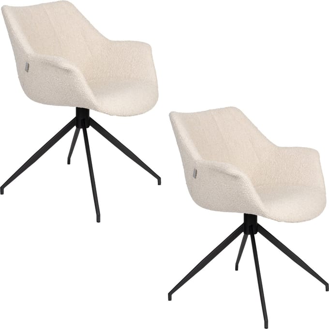 Zuiver Doulton Swivel Eetkamerstoelen Armleuning Naturel - Set van 2