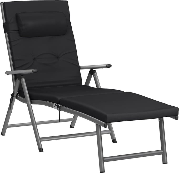 Songmics Loungestoel met Verstelbare Arm en Rugleuningen