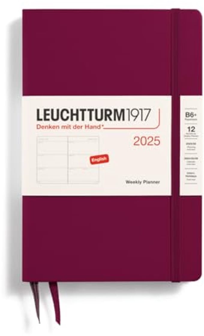 Weekkalender 2025 - B6+ Formaat, Port Red, Paperback