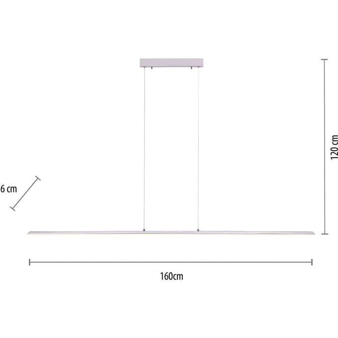 PURE LED hanglamp Lite, zilver, 160 cm, CCT, dimbaar
