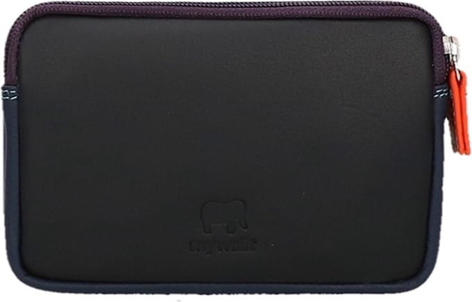 MyWalit Small Leather Double Zip Purse Portemonnee Dames - Ritsportemonnee - Leer - Zwart