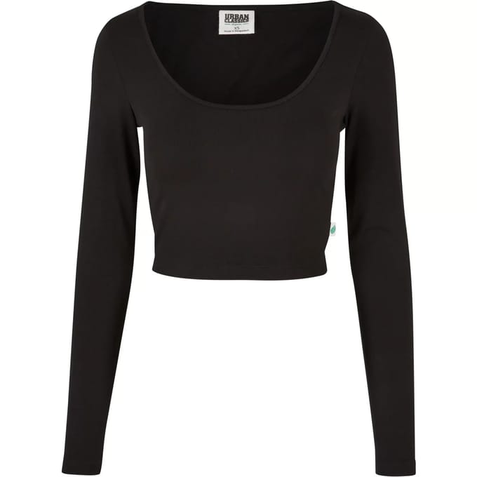 Urban Classics - Organic Cropped Longsleeve top - S - Zwart