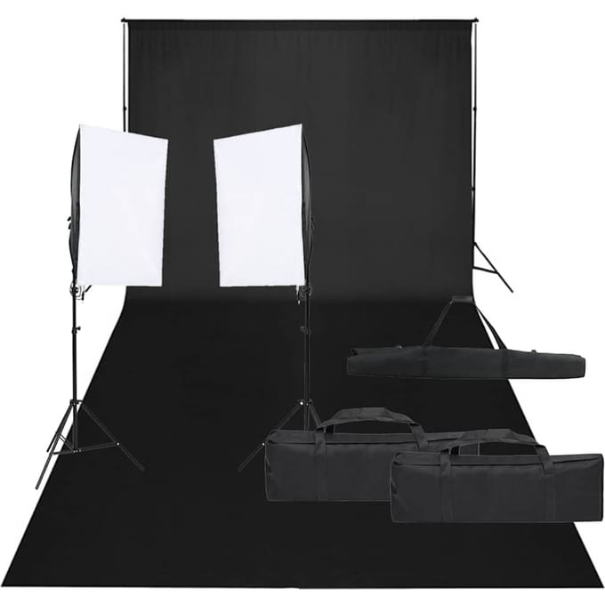 vidaXL - Fotostudioset - met - verlichtingsset - en - achtergrond