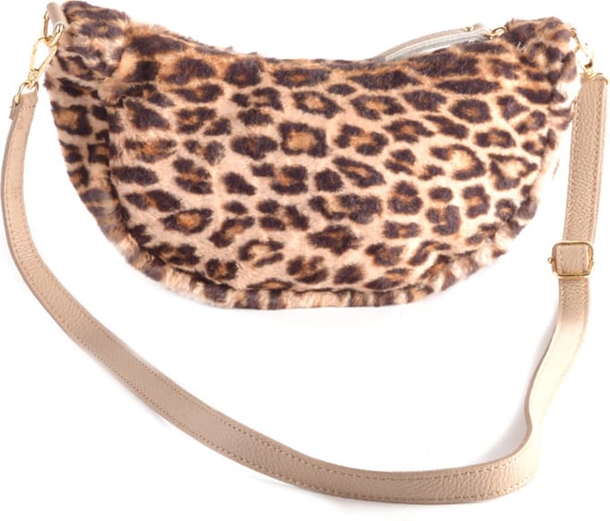 Giuliano schoudertas Feline - Panter Beige - Made in Italy