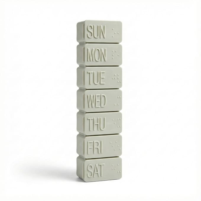 My7days Medicijndoosje 7 Dagen met Braille – Weekpillendoos met Dagindeling – Pillendoos 1 Week – Groen/Grijs