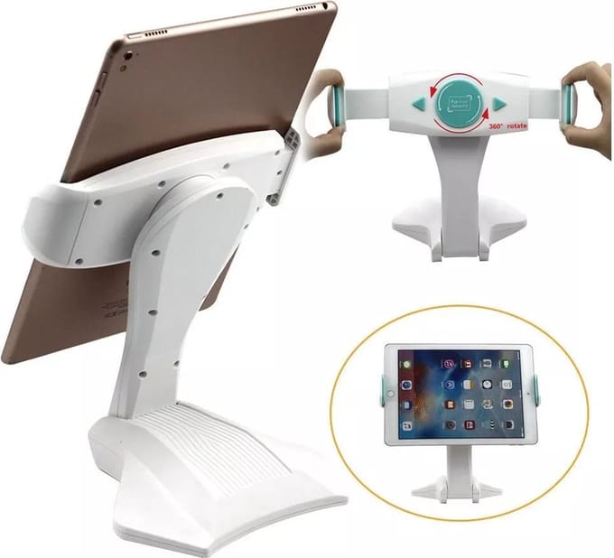 Tablethouder Bureau Universeel Tablet houder beugel verstelbare bureau of tafel stand - Desk Mount Tafelstandaard - wit