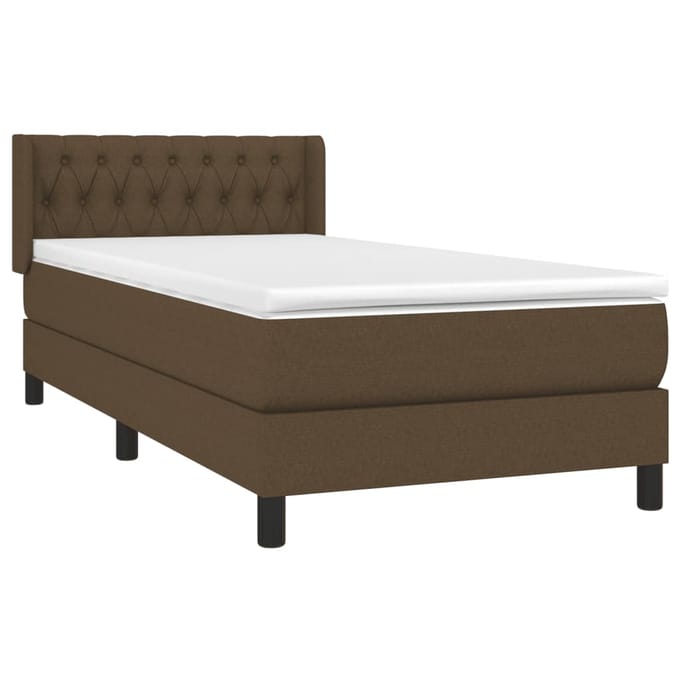 vidaXL - Boxspring - met - matras - stof - donkerbruin - 100x200 - cm